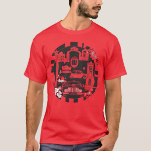 Dolce Vita Vintage bil och arkitektur Illustrati T Shirt