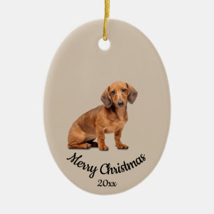 Dold Anpassningsbar Foto-jul-Daschund-Hund Pet Julgransprydnad Keramik