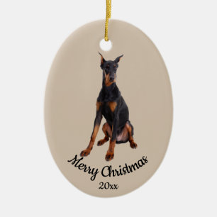Dold Anpassningsbar Photo jul Doberman Hund Pet Julgransprydnad Keramik