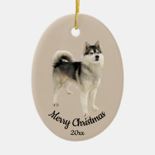 Dold Anpassningsbar Photo jul Husky Malemute Hund Julgransprydnad Keramik