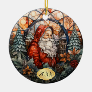 Dold Anpassningsbar Santa Stached Glass-jul Julgransprydnad Keramik