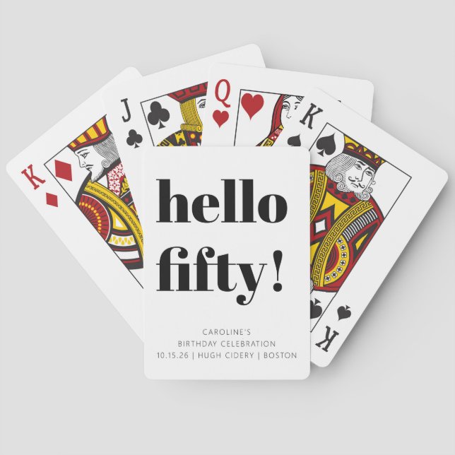 Dold Black and White Modern Anpassningsbar på 50:e Casinokort (Baksidan)