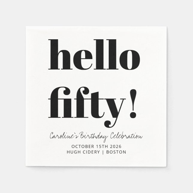 Dold Black and White Modern Anpassningsbar på 50:e Pappersservett (Framsidan)