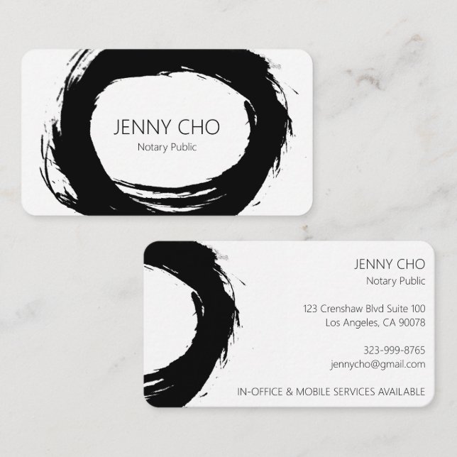 Dold Black Bläck Paint Ring Notary Modern Simple Visitkort (Fram/baksida)