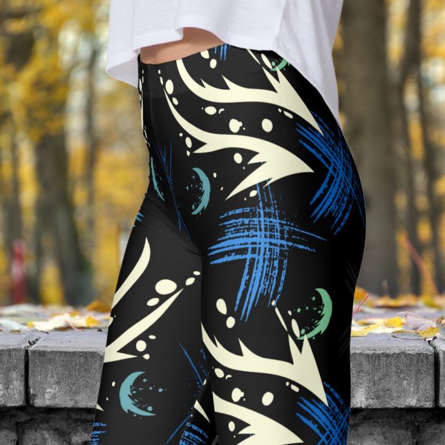 Dold Black Dragon Slash Mönster Leggings (Dragon Slash on Black)