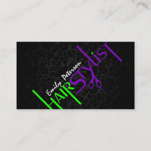 Dold Black Grönt and Lila Hair Stylist Text 2a B Visitkort