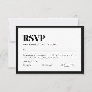 Dold Black White Minimalist Typography Bröllop OSA Kort
