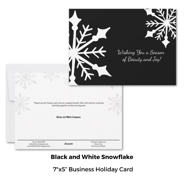 Dold Black & White Winter Snowflake Business Julkort (Skapare uppladdad)
