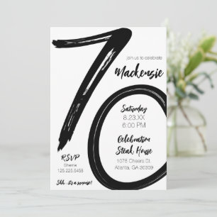 Dold Brush Stroke 70:e födelsedag Surprise Party Inbjudningar