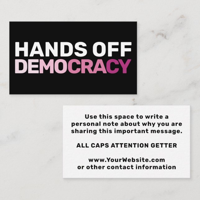 Dold feministisk protest Art Händer av demokrati Visitkort (Fram/baksida)