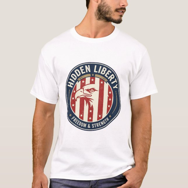 Dold frihet patriotisk patriotisk optisk illusion t shirt (Framsida)