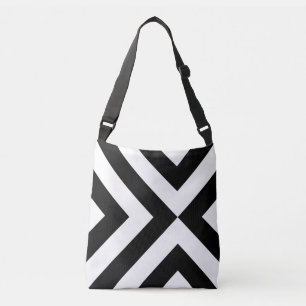 Dold Geometric Black and White Chevrons Axelväska