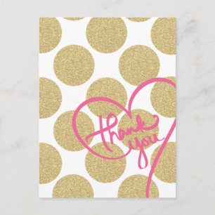 Dold Glitter Guld-punkter med Tack design Vykort