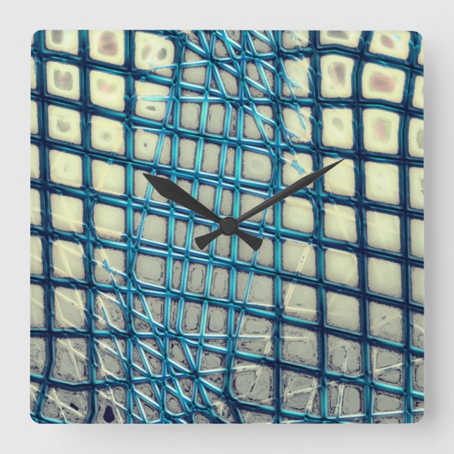Dold grått-cyan liknande fisknät fyrkantig klocka (Framsida)