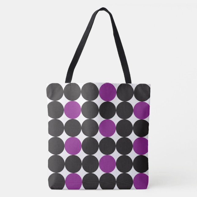 Dold Lila Black Dots Geometric Mönster Tygkasse (Framsida)