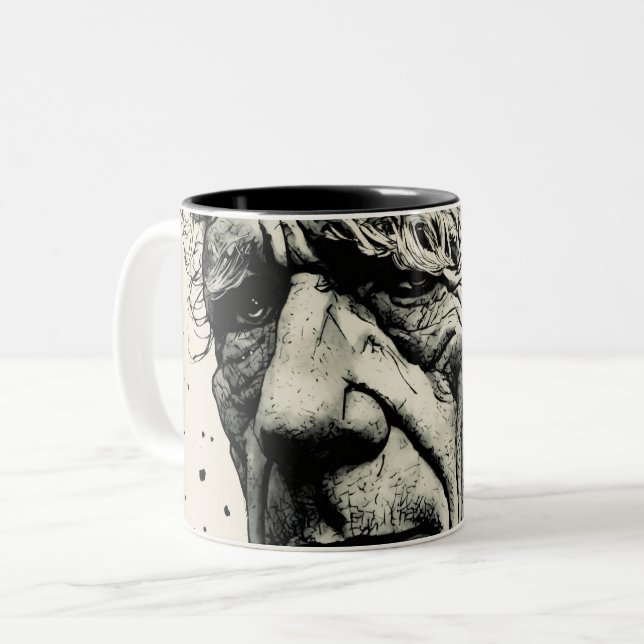 Dold man sketar två ton mugg (Framsida vänster)