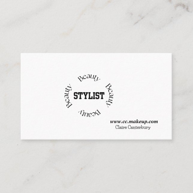 Dold minimalist Black Typography Beauty Stylist Visitkort (Framsida)