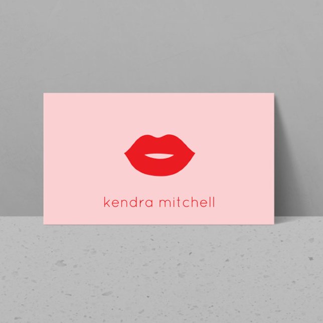 Dold minimalist Red Läppar Logotyp Makeup Artist R Visitkort (Skapare uppladdad)