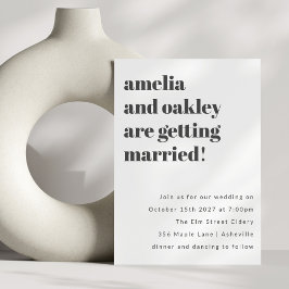 Dold, minimalistisk svart vit Retro Classic Bröllo Inbjudningar