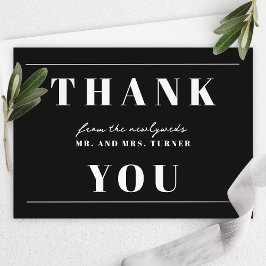 Dold, minimalistisk vit och svart Bröllop Tack