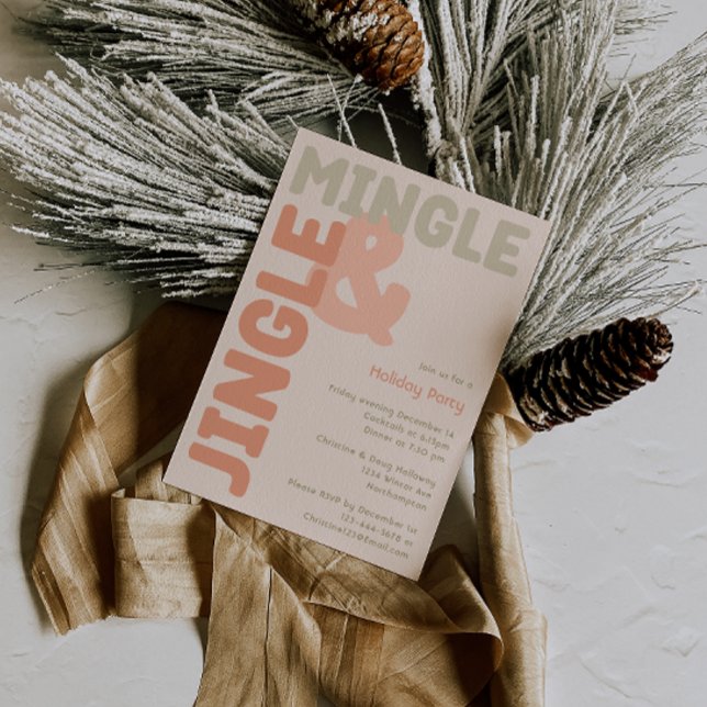 Dold Modern Coral Jingle och Mingle-Julfest Inbjudningar (Skapare uppladdad)