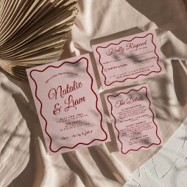 Dold Modern färgfull Whimsique Retro Funky Bröllop Inbjudningar