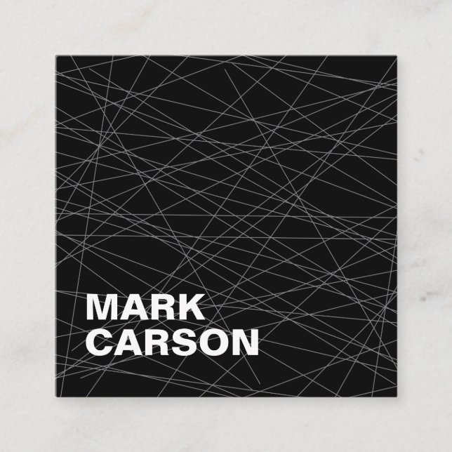 Dold Modern Flytta Linjer Professionell Black Fyrkantigt Visitkort (Framsida)