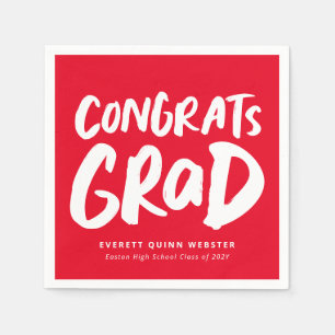 Dold modern gratulerar grad röd studentfest pappersservett