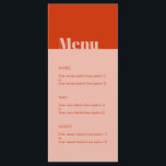 Dold Modern Minimal Typografi-Orange Rosa Bröllop Meny<br><div class="desc">Kan anpassas helt efter dina behov i kostym. © Gorjo Designs. Gade åt dig via Zazzle-plattformen. // Tittar för matchande artiklar? Annat papper från den uppsättning som finns tillgänglig i avsnittet "samlingar" i min butik. // Behöver du hjälp med att anpassa din design? Har andra idéer? Kontakta mig gärna (Zoe)...</div>