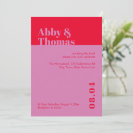 Dold Modern Minimal typografi Röd Rosa Bröllop Inbjudningar