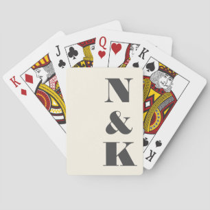 Dold Modern Monogram Initialer Black Cream Bröllop Casinokort