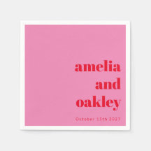 Dold Modern Rosa och Red Retro Personligt bröllp