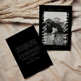 Dold Modern Typography Black Bröllop Photo Tack Kort