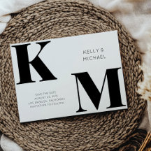 Dold Monogram Black Initialer Modern Bröllop