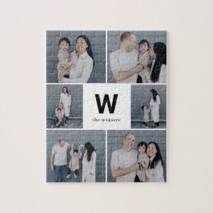 Dold Monogram Editable Färg Photo Collage Puzzle Pussel