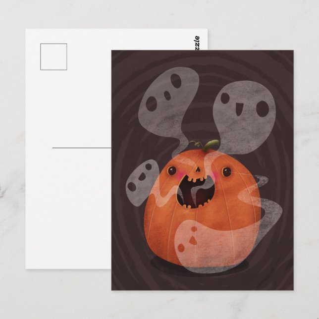 Dold Pumpkin Spöken Cute Spooky Halloween Vykort (Fram/baksida)