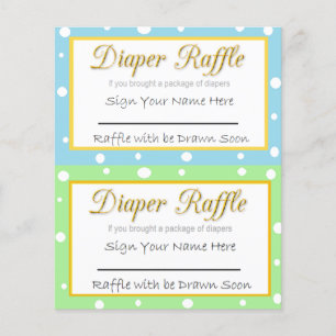 Dold Raffle Baby Shower Game Blue och Grönt Flygblad