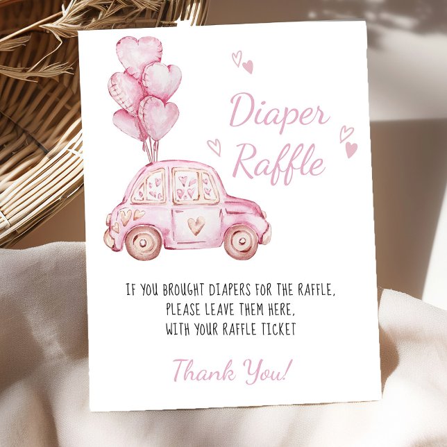Dold Raffle Rosa Car Ballows Baby Shower Game Poster (Diaper raffle baby shower game poster - available printed or digital - by Darling & May)