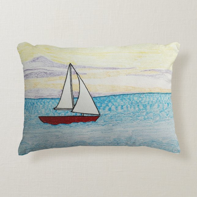 Dold Sailboat-accent Pillow Prydnadskudde (Framsidan)