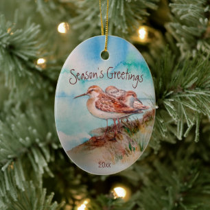 Dold, Sandpiper Shore Beach Bird Art Julgransprydnad Keramik