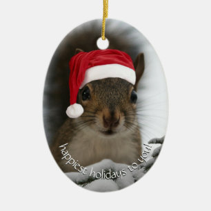Dold Santa Squirrel™ Happiest-Helgdagar Julgransprydnad Keramik