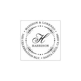 Dold Script Monogram-Returadress för andningsrund Stämpel