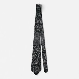 Dold skalle & Spinal Paisley | Silver Svart Gotisk Slips