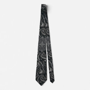 Dold skalle & Spinal Paisley Silver Svart Gotisk Slips