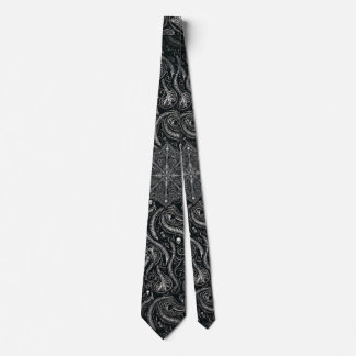Dold skalle & Spinal Paisley | Silver Svart Gotisk Slips