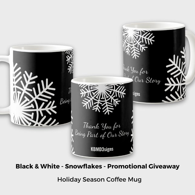 Dold Snowflake Black & White Promocing Giveaway Kaffemugg (Bold Snowflake Black & White Promotional Giveaway Coffee Mug)