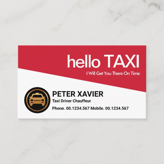 Dold Stunning Red Taxi Triangle Taxi-drivrutin Visitkort (Framsida)