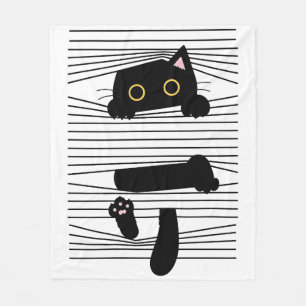 Dold svart katt Söt rolig minimalistisk djur kärle Fleecefilt