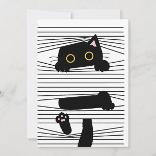 Dold svart katt Söt rolig minimalistisk djur kärle Inbjudningar
