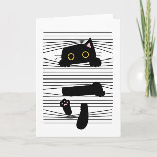 Dold svart katt Söt rolig minimalistisk djur kärle Kort